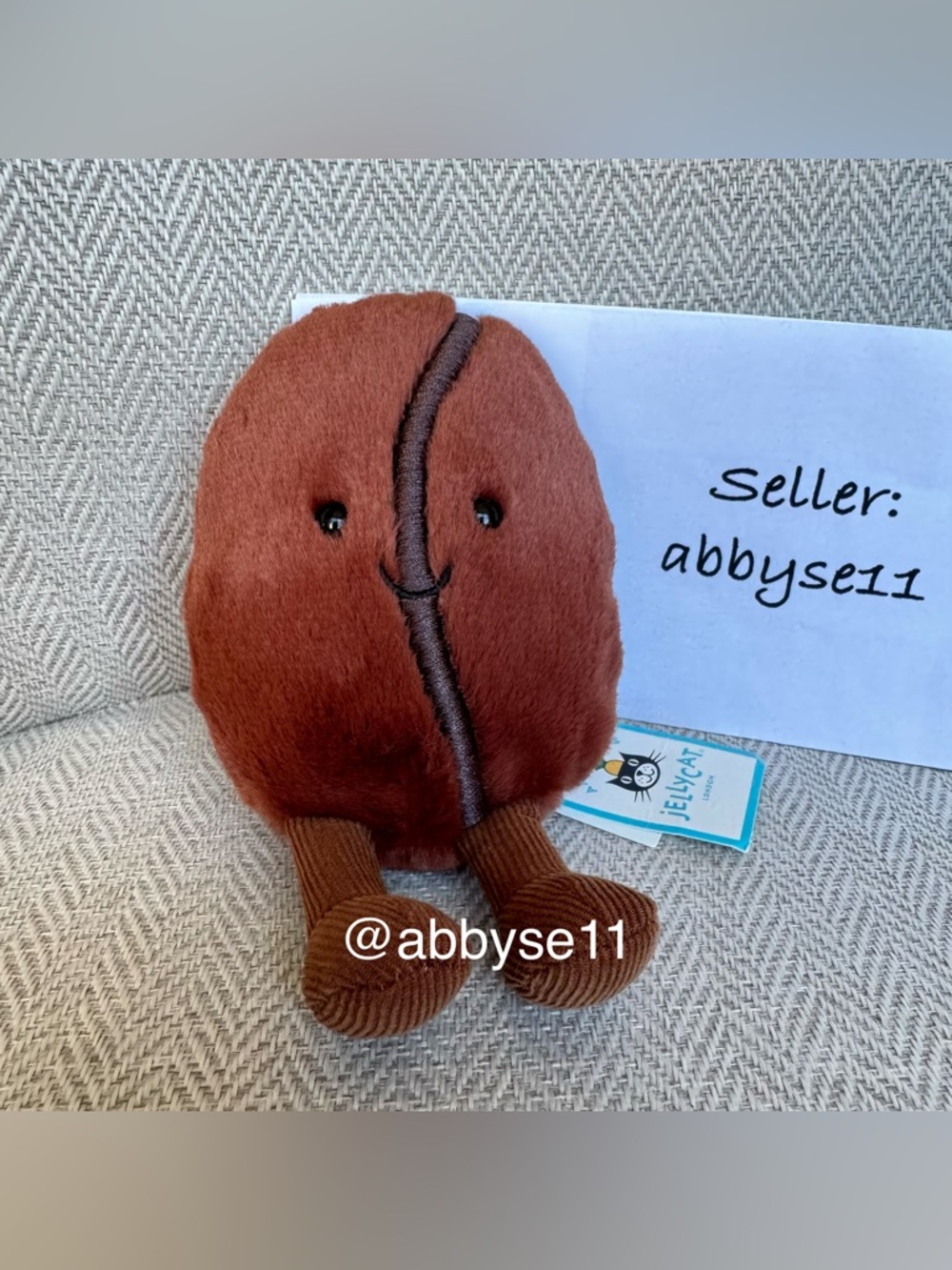 Jellycat Amuseables Coffee Bean - Authentic - Brand New With Tags - Fast Ship